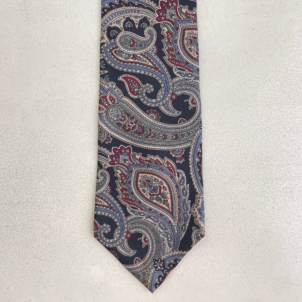 Vintage Paisley Italian Silk Tie 1970s Preppy Print Necktie Made in USA